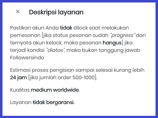 Deskripsi layanan followersindo shop