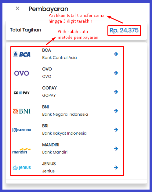 pembayaran layanan followers Instagram